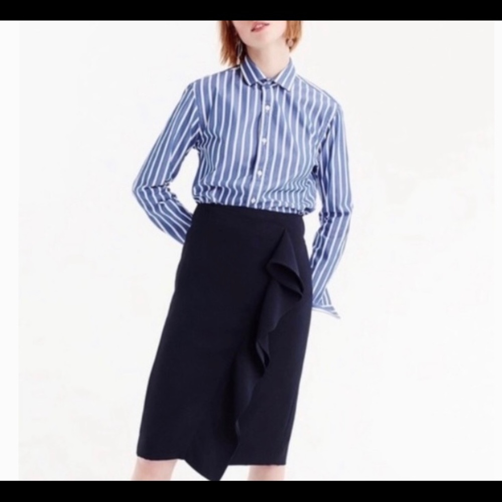 J.Crew 365 Crepe Ruffle Pencil Skirt | Navy | 4